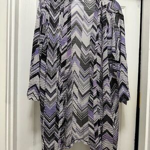 CJ Banks Black and Purple Chevron Cardigan